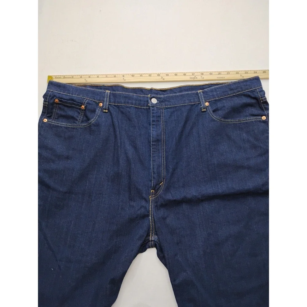 Levis 569 Jean Shorts Mens 48 Blue Dark Wash Denim Baggy Fit Jorts 11in inseam